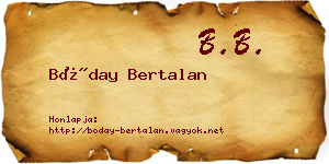 Bóday Bertalan névjegykártya